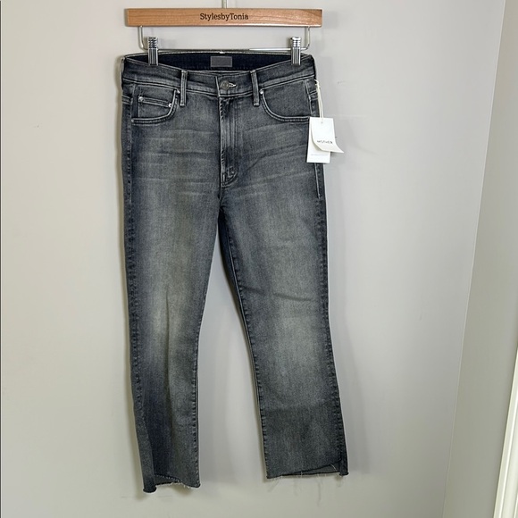 Mother Insider Crop Jean Step Fray Jean Huntress Grey Sz 28 NEW - Picture 4 of 14
